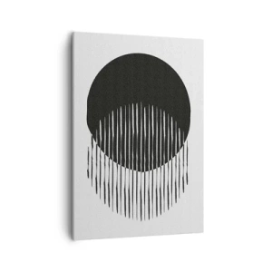 Bild auf Leinwand - Leinwandbild - Zwei überlappende Kreise mit schwarzen und weißen Linien - 50x70cm - Sein Alter Ego - Moderne Wanddekoration für Wohnzimmer und Schlafzimmer ARTTOR
