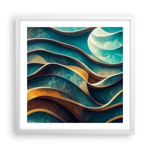 Poster in einem weißen Rahmen - Blaue Mäander - 50x50 cm