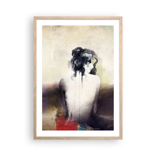 Poster in einem Rahmen aus heller Eiche - Glatte Linien, ovale Formen - 50x70 cm