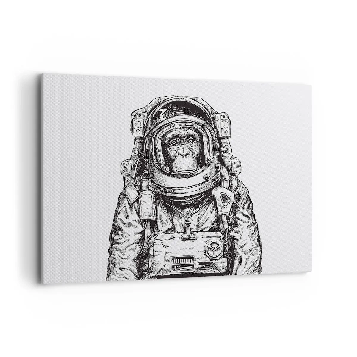 Bild auf Leinwand - Leinwandbild - Grafik eines Astronauten im Raumanzug mit Affenkopf - 120x80cm - Alternative Evolution - Moderne Wanddekoration für Wohnzimmer und Schlafzimmer ARTTOR