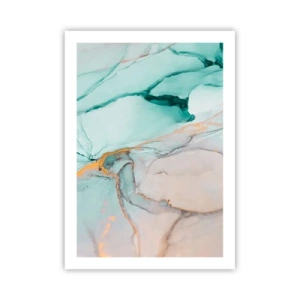 Poster - Eine abstrakte Komposition in Türkis- und Goldtönen. - 50x70cm - Ein Tanz der Formen und Farben - Moderne Wanddekoration für Wohnzimmer und Schlafzimmer ARTTOR