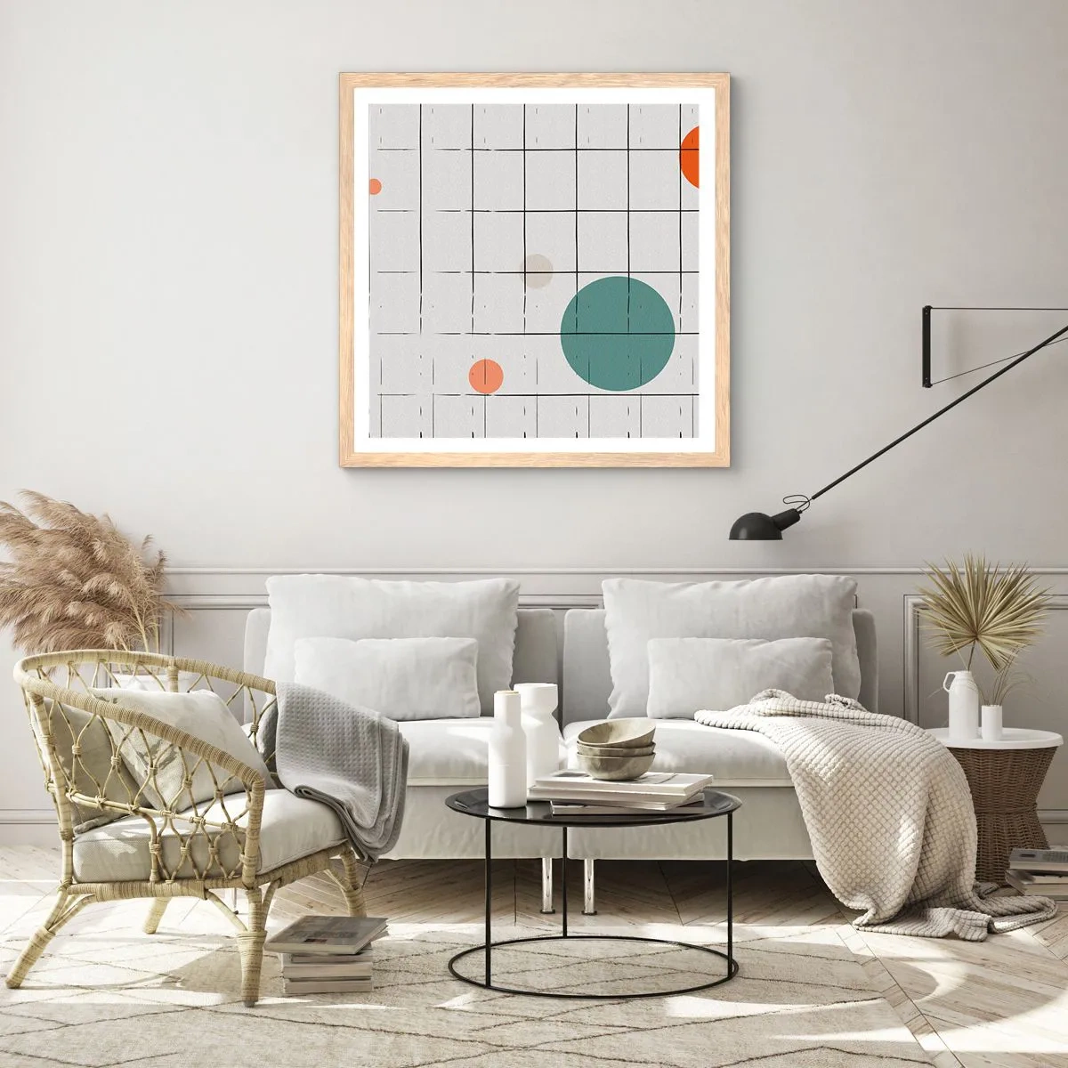 Poster in einem Rahmen aus heller Eiche - Gefangen. Wir oder sie? - 30x30 cm