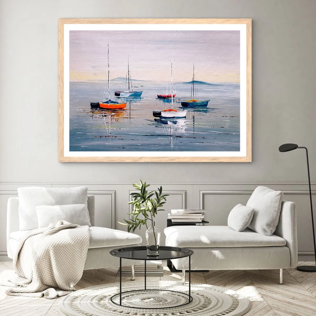 Poster in einem Rahmen aus heller Eiche - Wohlverdiente Ruhe - 50x40 cm