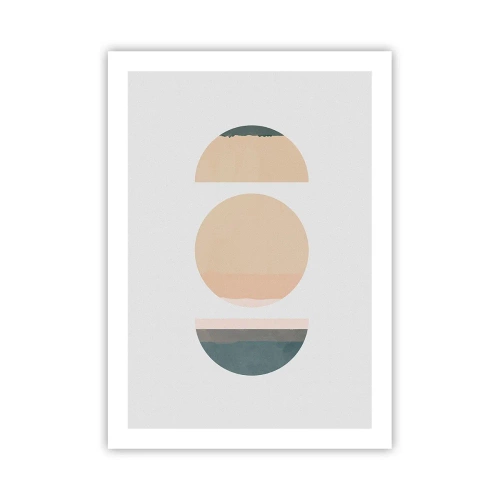 Poster - Geometrische Kreise in gedeckten Pastellfarben - 50x70cm - Ein Rad hinter dem anderen… - Moderne Wanddekoration für Wohnzimmer und Schlafzimmer ARTTOR