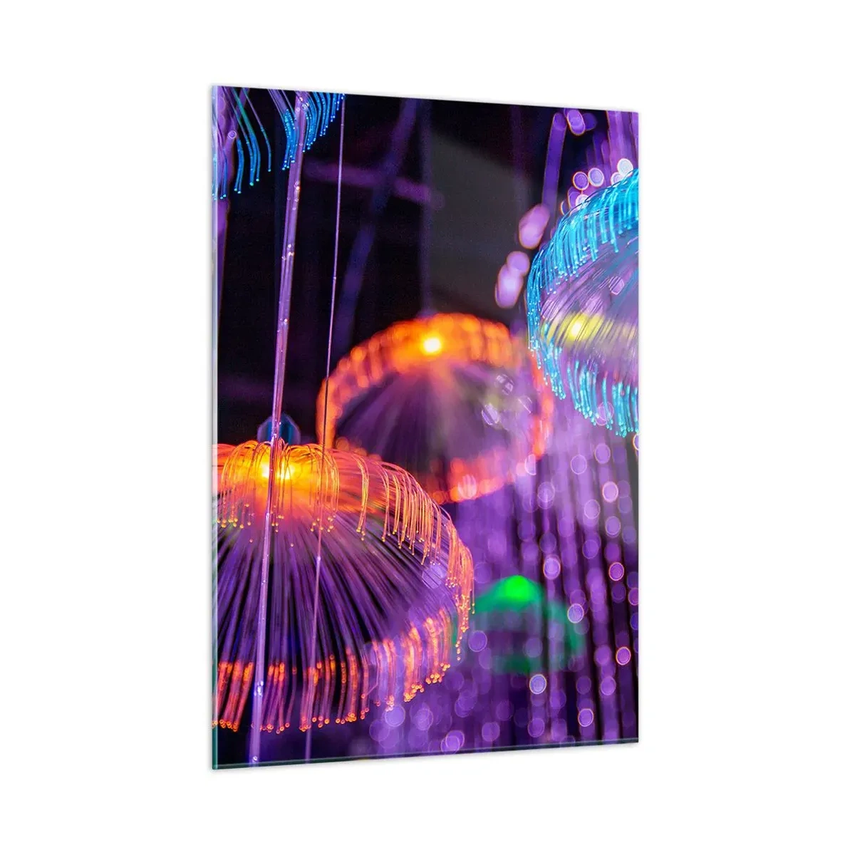 Glasbild - Bild auf glas - Bunte Lichtstrukturen, die an Quallen erinnern - 50x70cm - Lichtbrunnen - Moderne Wanddekoration für Wohnzimmer und Schlafzimmer ARTTOR
