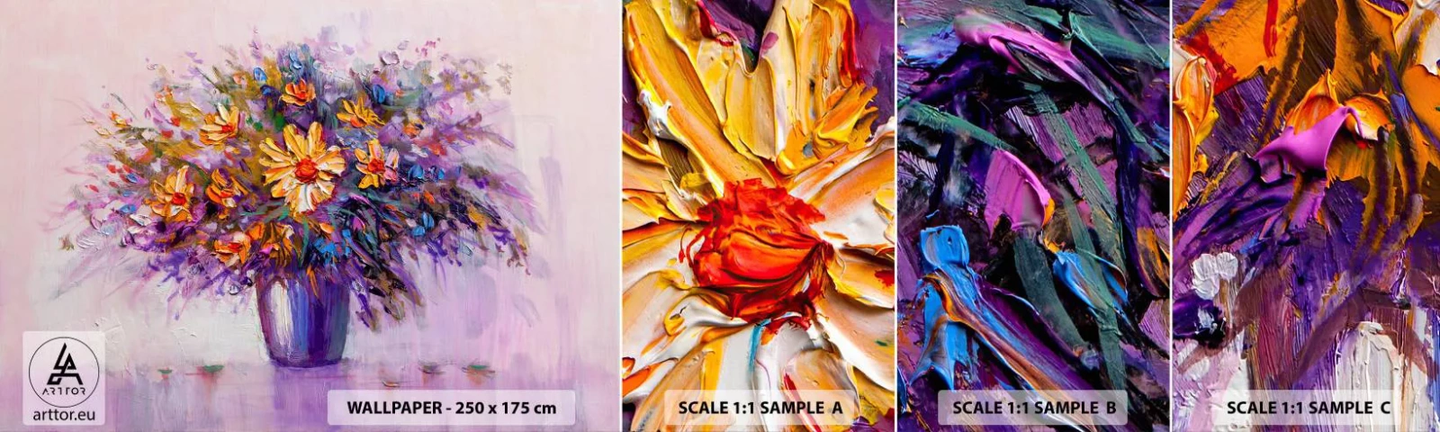 Fototapeten Muster Selbstklebend Deluxe Sticker - Es riecht süß, sieht süß aus - Blumen in einer Vase, Stück, Blumenstrauß - 100x30 cm