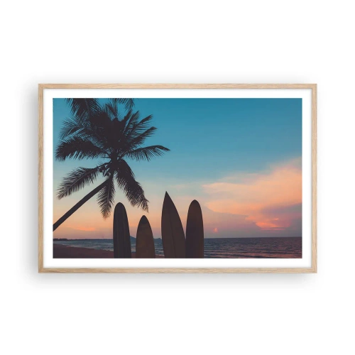 Poster in einem Rahmen aus heller Eiche - Morgen wird es auch lustig - 91x61 cm