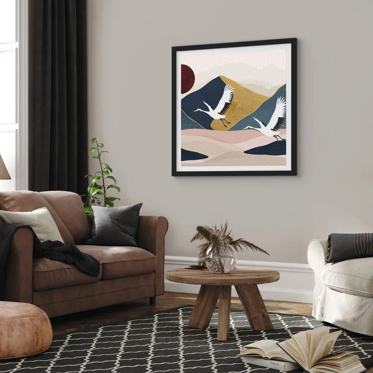 Poster in einem schwarzem Rahmen - Es ist wieder ein Tag VERFLOGEN - 60x60 cm