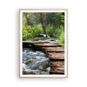 Poster in einem Rahmen aus heller Eiche - Über der schaumigen Kaskade - 70x100 cm