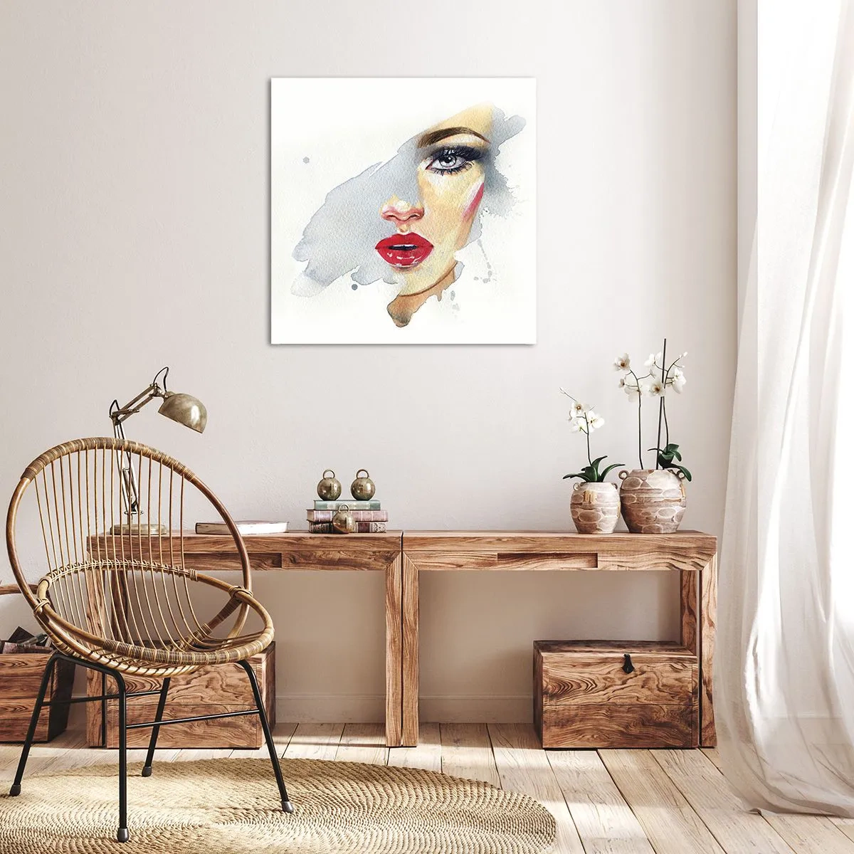 Bild auf Leinwand - Leinwandbild - Abspiegeln in einem Wassertropfen - 60x60 cm