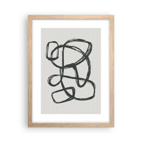 Poster in einem Rahmen aus heller Eiche - Schleifenabstraktion - 30x40 cm