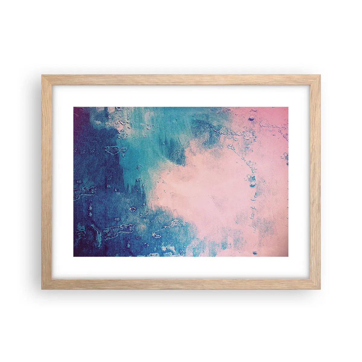 Poster in einem Rahmen aus heller Eiche - Himmelsblaue Umarmungen - 40x30 cm