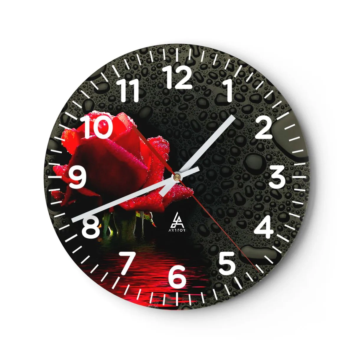 Wanduhr - Glasuhr - rot und Schwarz - 40x40 cm