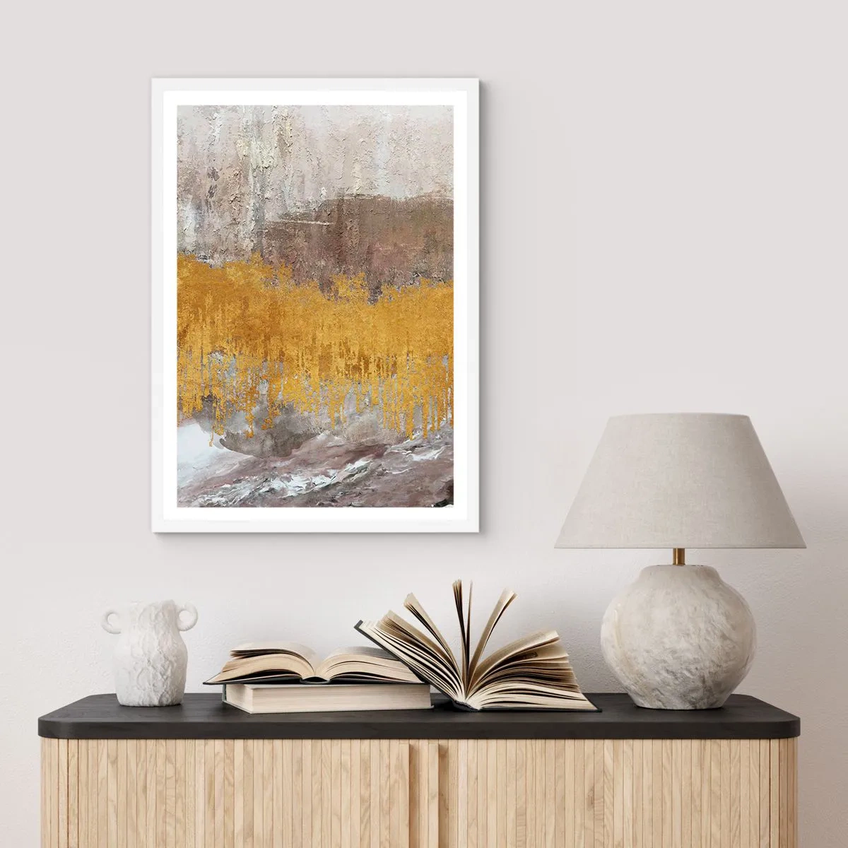 Poster in einem weißen Rahmen - Goldene Explosion - 50x70 cm