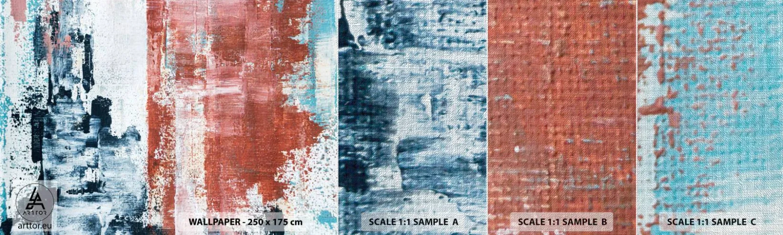 Fototapeten Muster Premium Canvas - Fünfzig-Fünfzig abstrakt - Abstraktion, Stück, Malerei - 100x30 cm