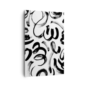 Bild auf Leinwand - Leinwandbild - Schwarze abstrakte Pinselstriche auf weißem Hintergrund - 80x120cm - Schwarz auf Weiß - Moderne Wanddekoration für Wohnzimmer und Schlafzimmer ARTTOR