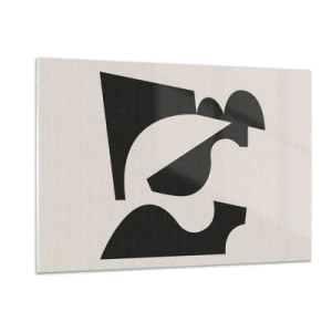 Glasbild - Bild auf glas - Abstrakte geometrische Schwarz-Weiß-Komposition - 120x80cm - Zum Selbstbauen - Moderne Wanddekoration für Wohnzimmer und Schlafzimmer ARTTOR