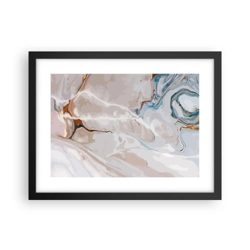 Poster in einem schwarzem Rahmen - Blau schlängelt sich unter dem Weiß - 40x30 cm