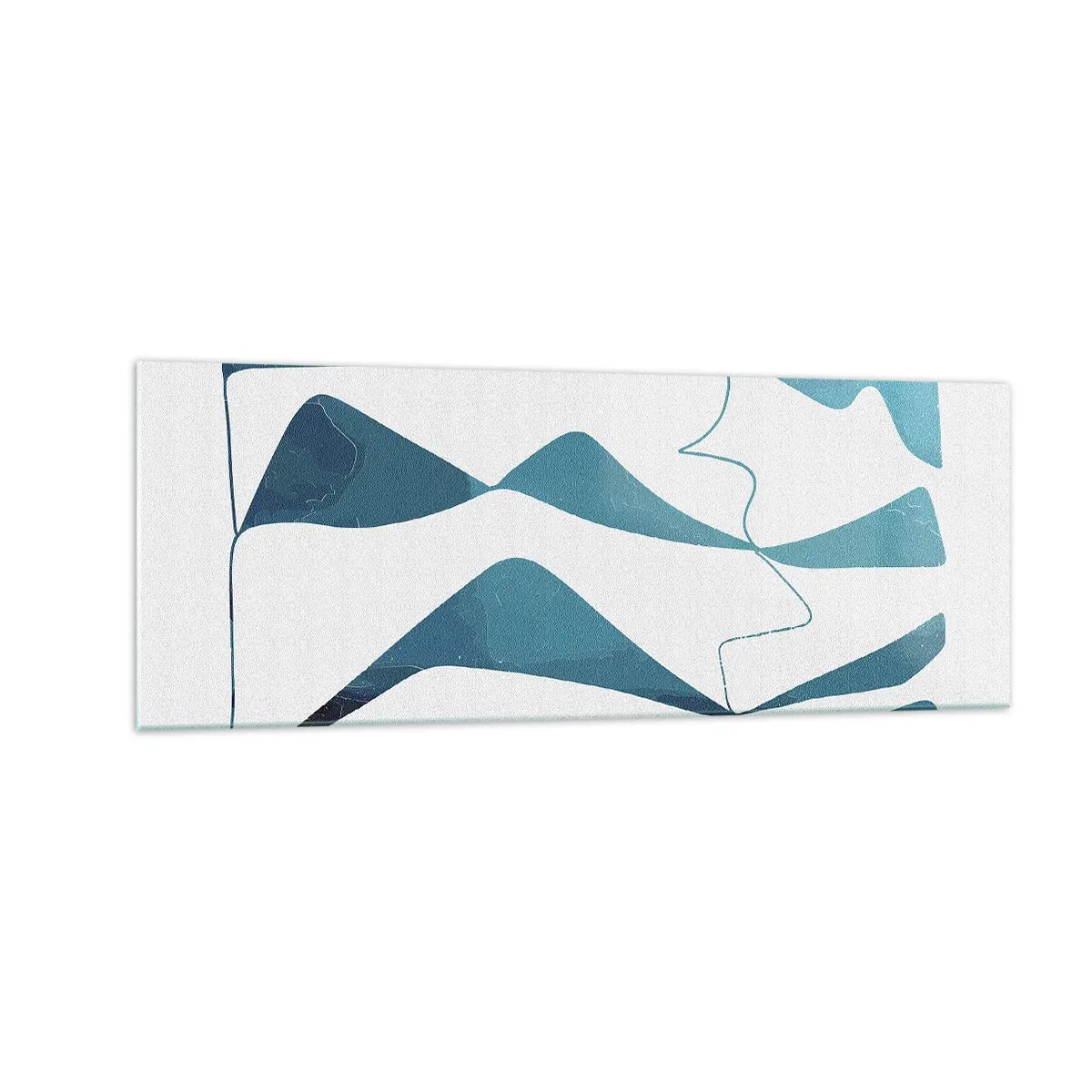 Glasbild - Bild auf glas - Abstrakte Formen in Blautönen auf weißem Hintergrund - 140x50cm - Abstraktion: türkisfarbene Verbindung - Moderne Wanddekoration für Wohnzimmer und Schlafzimmer ARTTOR