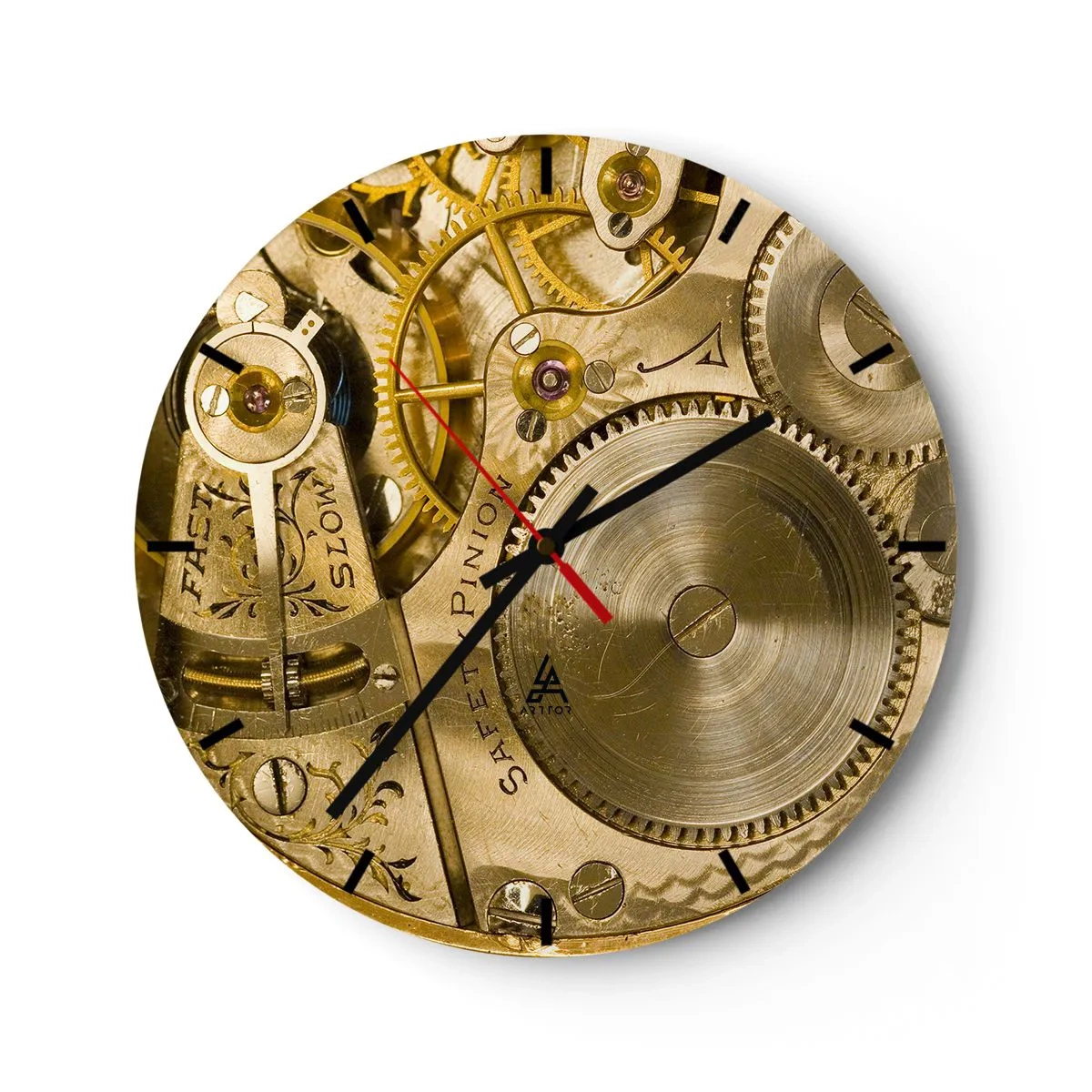 Wanduhr - Glasuhr - Goldene Uhrwerke in künstlerischer Umsetzung - 30x30cm - Geh mit der Zeit - Moderne Wanddekoration für Wohnzimmer, Küche und Schlafzimmer ARTTOR