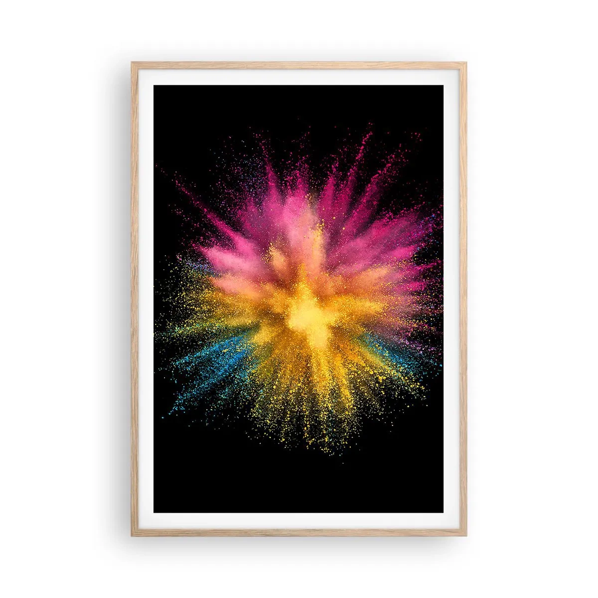 Poster in einem Rahmen aus heller Eiche - Die Geburt der Farben - 70x100 cm