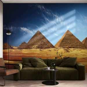Fototapete Premium Sand - 40 Jahrhunderte schauen dich an - Pyramiden, Die Architektur, Landschaft - 350x256 cm