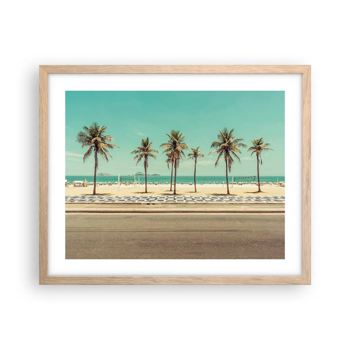 Poster in einem Rahmen aus heller Eiche - Beim Bewachen des Strandes - 50x40 cm