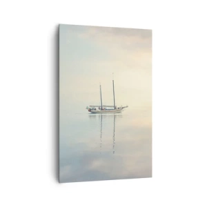 Bild auf Leinwand - Leinwandbild - Ein Boot auf ruhiger See in sanftem Licht - 80x120cm - Im Meer der Stille - Moderne Wanddekoration für Wohnzimmer und Schlafzimmer ARTTOR