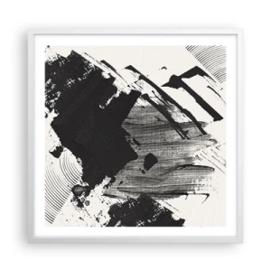 Poster in einem weißen Rahmen - Abstraktion – Ausdruck von Schwarz - 60x60 cm