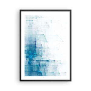 Poster in einem schwarzem Rahmen - Abstrakte geometrische Komposition in Blau- und Weißtönen - 50x70cm - Wie der Raum wgeschaffen urde - Moderne Wanddekoration für Wohnzimmer und Schlafzimmer ARTTOR
