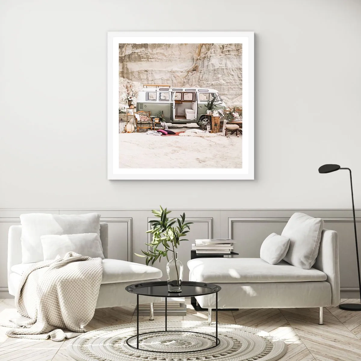 Poster in einem weißen Rahmen - Es ist die Zeit, die Reise zu beginnen - 40x40 cm