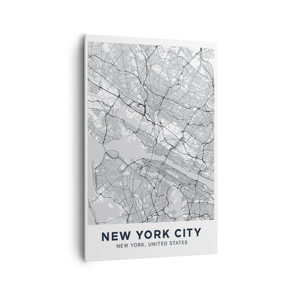 Bild auf Leinwand - Leinwandbild - Ein Stadtplan im minimalistischen Stil auf grauem Hintergrund - 80x120cm - Die Anatomie einer Metropole - Moderne Wanddekoration für Wohnzimmer und Schlafzimmer ARTTOR