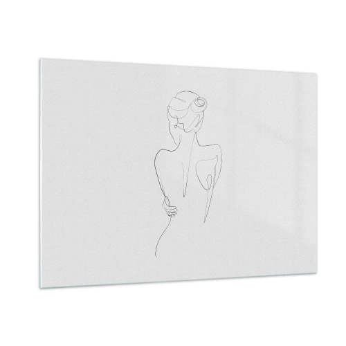Glasbild - Bild auf glas - Eine zarte einzeilige Skizze einer Frau von hinten. - 100x70cm - Körpermusik - Moderne Wanddekoration für Wohnzimmer und Schlafzimmer ARTTOR