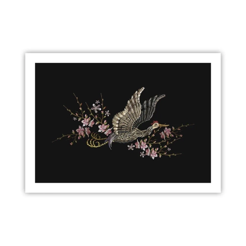 Poster - Exotischer gestickter Vogel - 70x50 cm