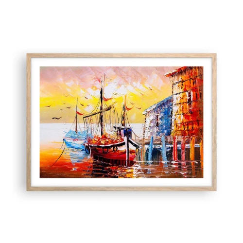 Poster in einem Rahmen aus heller Eiche - Glückliche Rückkehr - 70x50 cm