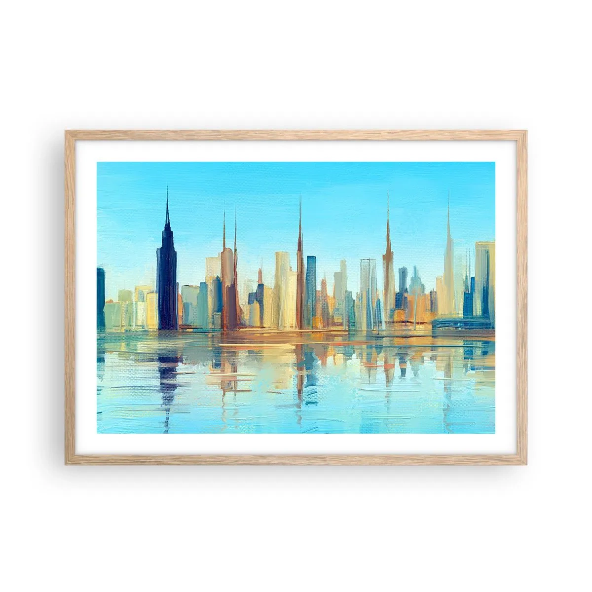 Poster in einem Rahmen aus heller Eiche - Sonnige Metropole - 70x50 cm