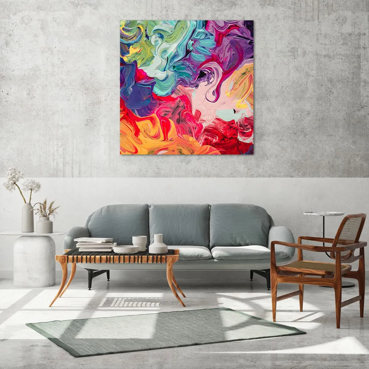 Glasbild - Bild auf glas - Die Geburt der Farben - 70x70 cm