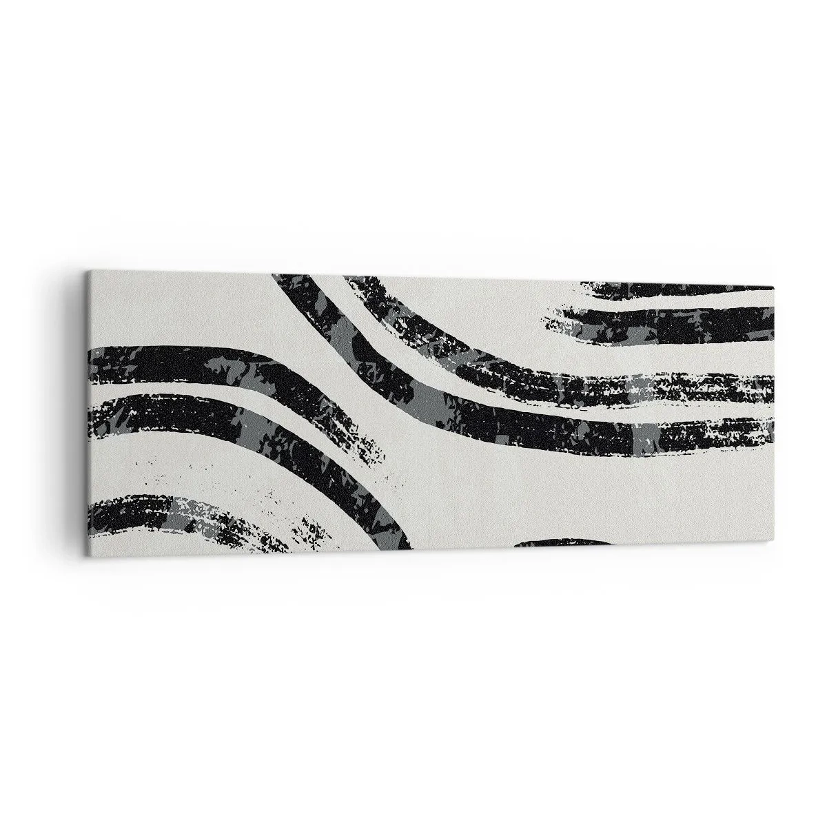 Bild auf Leinwand - Leinwandbild - Schwarz-weiße abstrakte Linien auf hellem Hintergrund - 140x50cm - Bei Hälfte angehalten - Moderne Wanddekoration für Wohnzimmer und Schlafzimmer ARTTOR