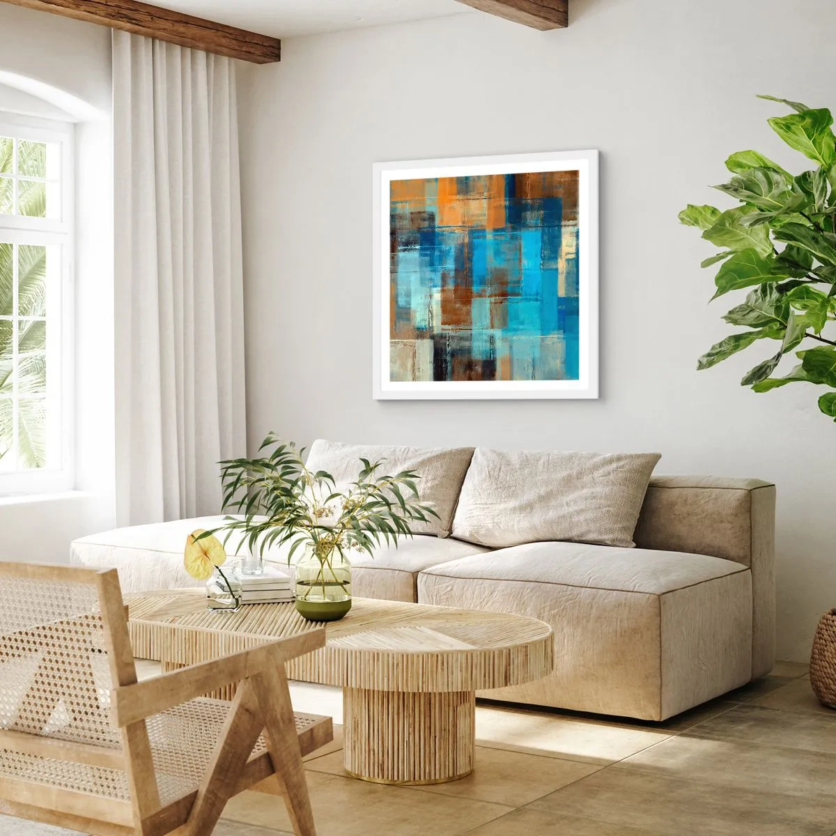 Poster in einem weißen Rahmen - Durch den blauen Schleier - 50x50 cm