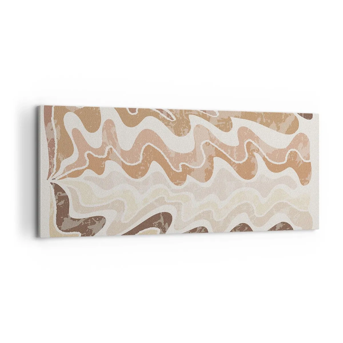 Bild auf Leinwand - Leinwandbild - Wellenförmige abstrakte Linien in Beigetönen - 120x50cm - Gute Energie – gute Gefühle - Moderne Wanddekoration für Wohnzimmer und Schlafzimmer ARTTOR