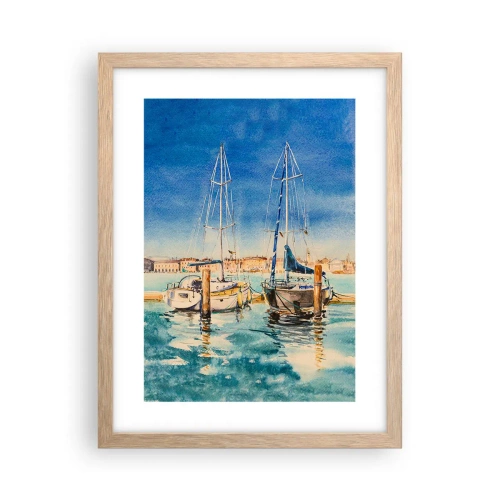 Poster in einem Rahmen aus heller Eiche - Sonnige Lagune - 30x40 cm