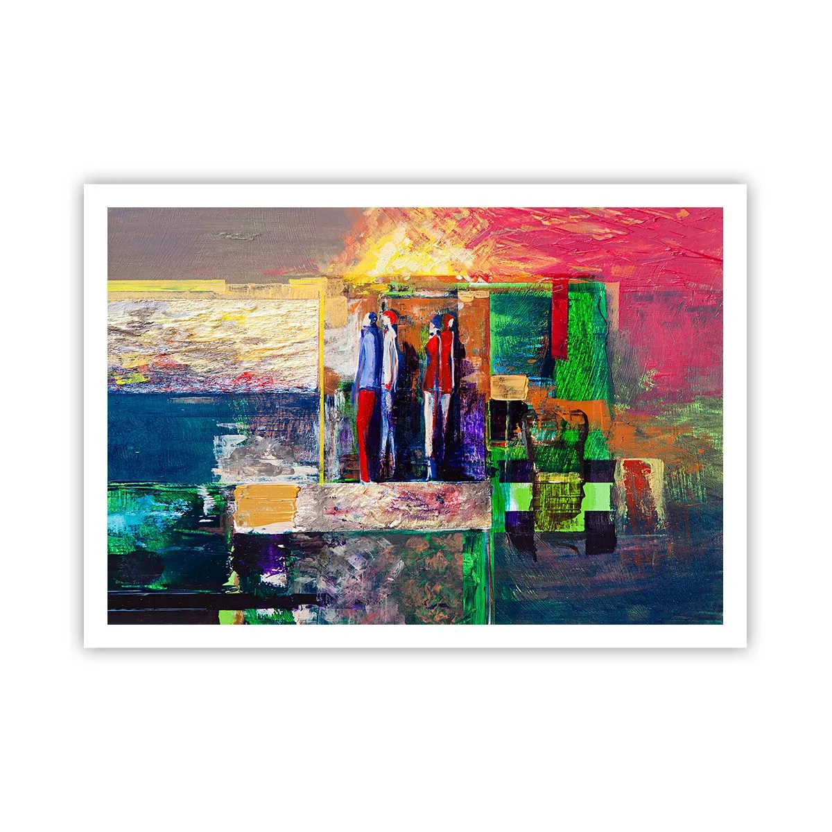 Poster - Abstrakte Komposition mit Figuren und geometrischen Mustern - 100x70cm - Beziehungen und Emotionen - Moderne Wanddekoration für Wohnzimmer und Schlafzimmer ARTTOR