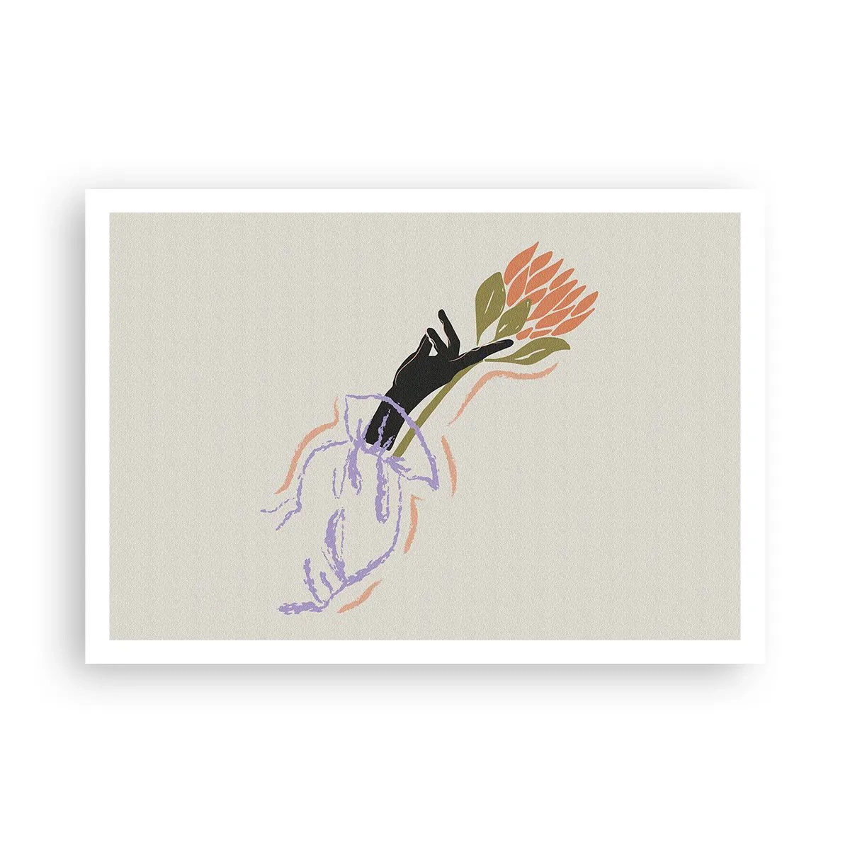 Poster - Ein minimalistischer Blumenstrauß im zarten Stil - 100x70cm - Schwesterliche Berührung - Moderne Wanddekoration für Wohnzimmer und Schlafzimmer ARTTOR