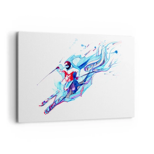 Bild auf Leinwand - Leinwandbild - Abstrakter Reiter in dynamischen Farben - 120x80cm - Verrückter Ansturm vor Freude - Moderne Wanddekoration für Wohnzimmer und Schlafzimmer ARTTOR