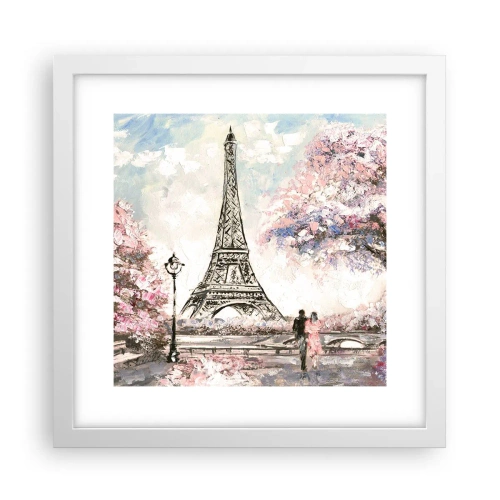 Poster in einem weißen Rahmen - Aprilspaziergang durch Paris - 30x30 cm