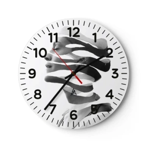 Wanduhr - Glasuhr - Surreales Porträt - 40x40 cm