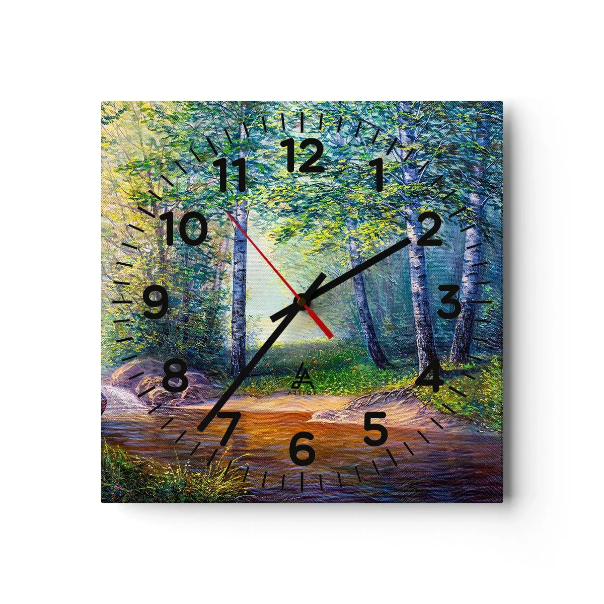 Wanduhr - Glasuhr - Idyllische Landschaft - 30x30 cm