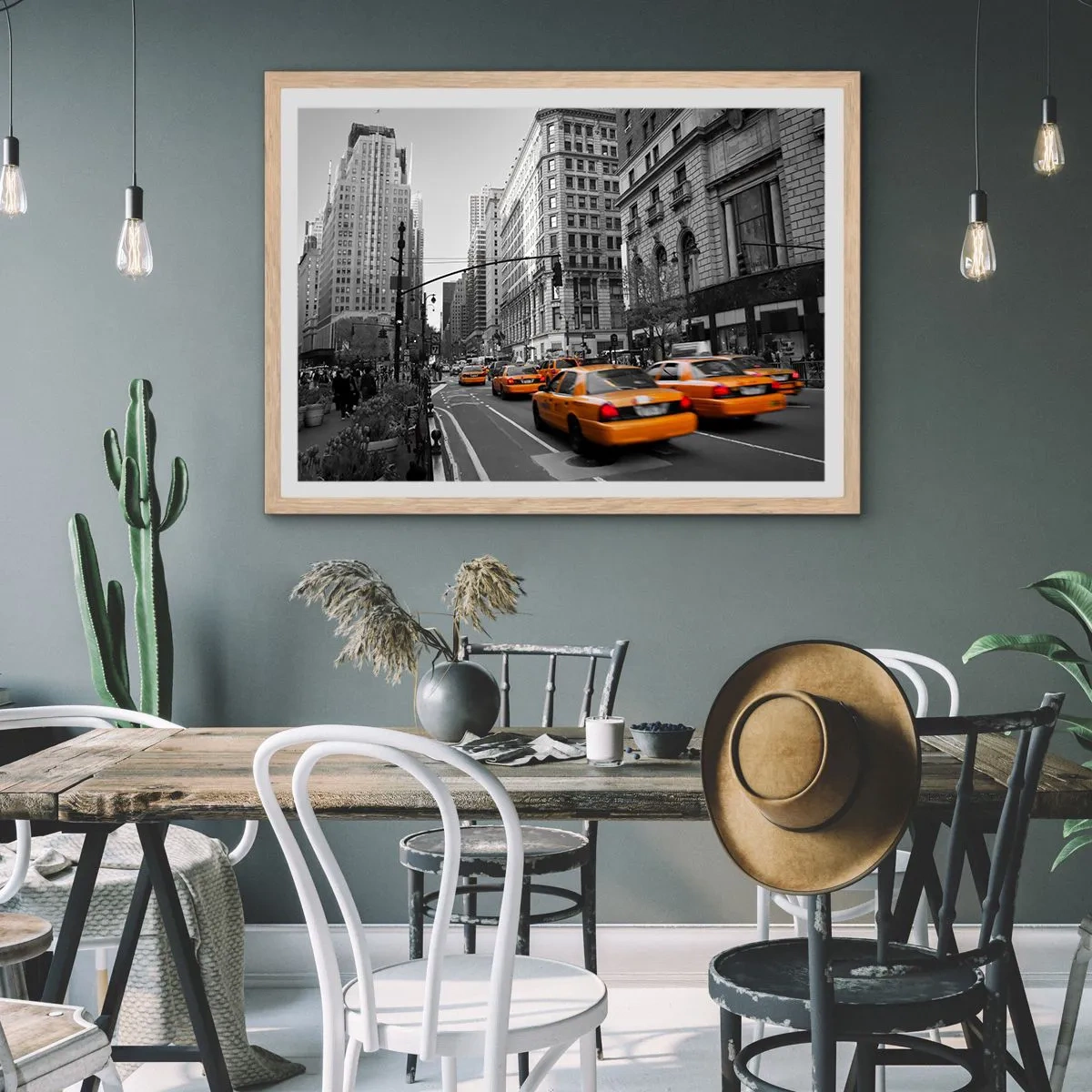 Poster in einem Rahmen aus heller Eiche - Sonnen der Großstadt - 40x30 cm