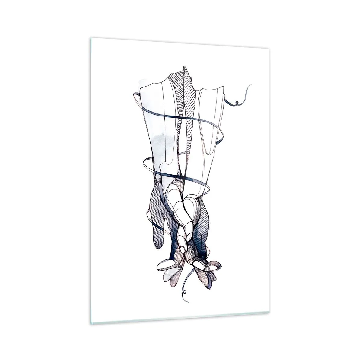 Glasbild - Bild auf glas - Künstlerische Darstellung einer Hand, die eine Blume hält - 50x70cm - Touch-Studie - Moderne Wanddekoration für Wohnzimmer und Schlafzimmer ARTTOR