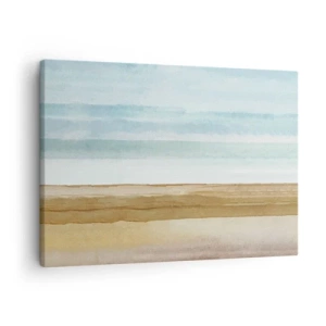 Bild auf Leinwand - Leinwandbild - Abstrakte Strandlandschaft in Pastelltönen - 70x50cm - Trost - Moderne Wanddekoration für Wohnzimmer und Schlafzimmer ARTTOR